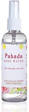 Pahada Organic Damask Rose Water (Gulab Jal) - 400 ml | Steam Distilled | Made with Damask Roses | Comes with a mist spray bottle