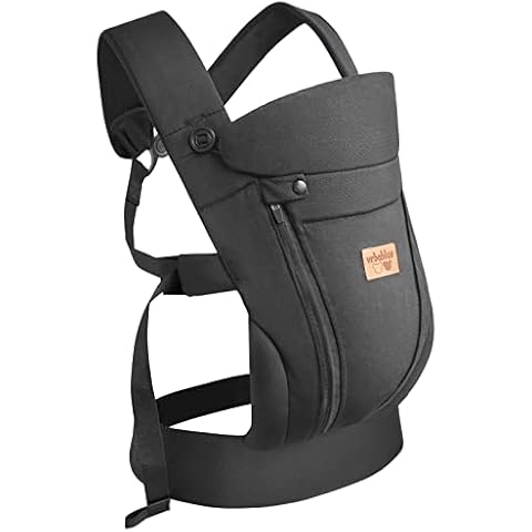 Babytrage, Babytrage für Neugeborene ab Geburt, New Upgrade Ergonomische Babytrage mit Verstellbarer Gürtel, Baby Bauchtrage Rückentrage, Leicht&Atmungsaktiv - 0 bis 2 Jahren(Schwarz - mit Gürtel) Cover