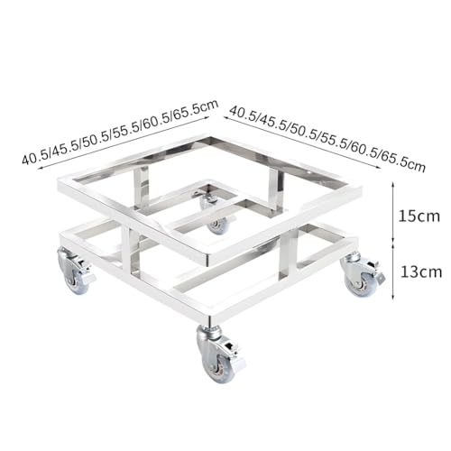 Portavasi in acciaio inox resistente con ruote, carrello multiuso quadrato per una facile conservazione e mobilità, ideale per uso domestico e giardino
