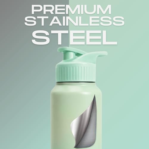 Image of Speedex Customised Stainless Steel Water Bottle 1 Ltr with Name - Personalised Engraved Sipper Cap Bottle for Kids, Men & Women, School, Gym, Office Dual Green, Set of 1