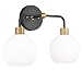 Lukasa 2 Light Bathroom Vanity Light | Black w/Antique Brass Hallway Wall Sconce LL-WL161-7SBK
