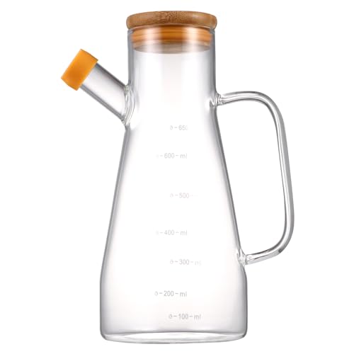 Botella de vidrio premium Hemoton de 500 ml con cubierta de madera 2