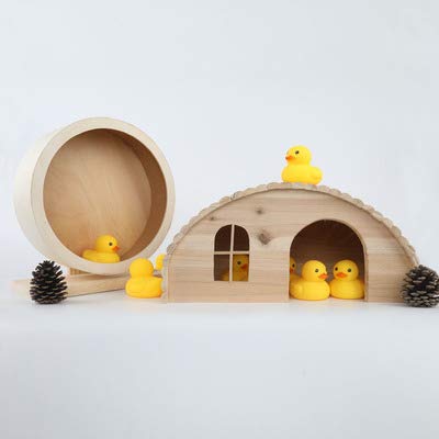 Weimilon Igelhaus Holz Winterfest With floor Hedgehog hut Simple Estilo Winter quarters Garden Totoro Hedgehog house Outdoor Insulating floor feed station (Color : Wheel+Chalet, Size : 18x13x10.5)