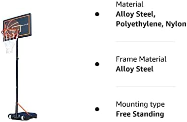 Bee-Ball BB-05 Adjustable Basketball Hoop, Superior UV Resistant PE Backboard, Anti-Rust Powder Coated Stand, Ring Height from 1.6-2.1 Metres