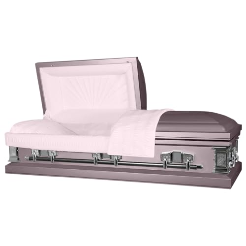Titan Casket Satin Series Steel Casket (Orchid) Handcrafted Funeral Casket - Orchid Finish with Light Pink Crepe Interior