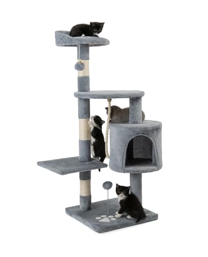 lionto Árbol rascador para Gatos Altura 112 cm, Gris Claro