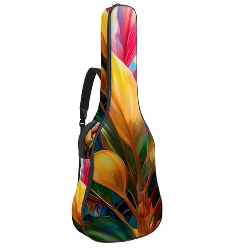 Sac de transport pour guitare acoustique au design feuilles de plantes d'art élégant