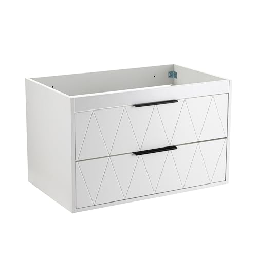 UEV Waschbeckenunterschrank hängend 75cm breit, Waschtischunterschrank, Badezimmerschrank mit 2 Schubladen, Badezimmmer Möbel für Gäste WC, Badmöbel Set für Badezimmer,Unterschrank,Waschtisch,Weiß
