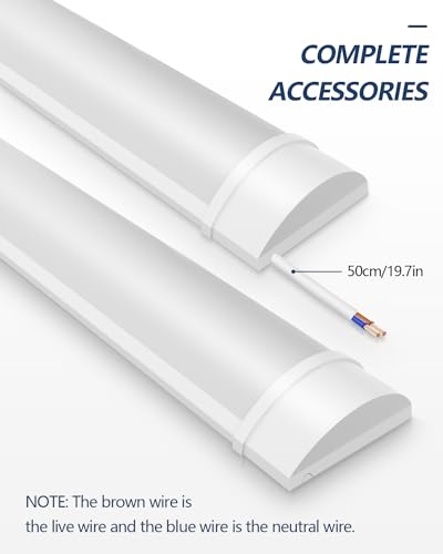 Image of Sararoom 1FT LED Shop Light Fixture 10W LED Tube Light, 1200lm, 6500K Cold White, 30cm 11.8inch LED Garage Closet Light Ceiling Light for Office Home Basement, No Plug, No Ground Wire