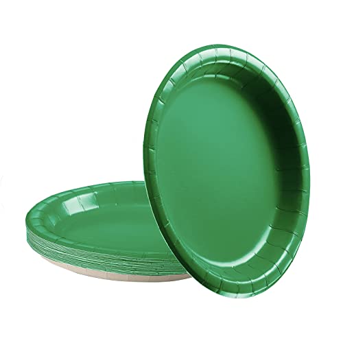 POPOYU Lot de 16 assiettes en carton vertes de 17,8 cm - Assiettes à dessert jetables pour enfants, Noël, anniversaire, Saint-Patrick irlandais, jeux de...