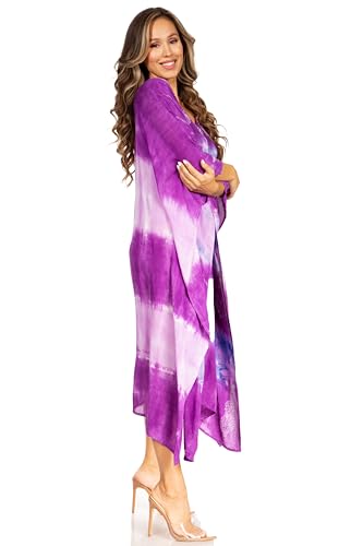 Sakkas Clementine Second Women's Tie Dye Caftan Dress/Cover Up Beach Kaftan Boho4