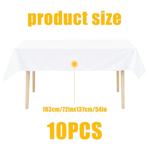 Einweg Tischdecken Weiß,10 Stück Tischdecke Weiß 137 x 183 cm,Einwegtischdecken Wasserdicht Rechteckig Tischtuch Plastik Geburtstag,für Geburtstag Party Hochzeit Weihnachten