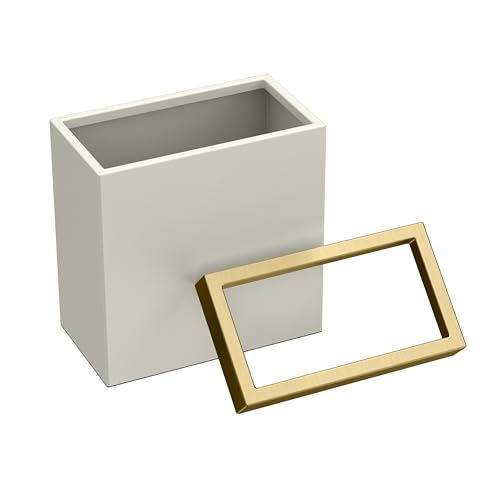 Gatco Modern Rectangle Wastebasket, Matte Pearl and Brushed Brass Combo - Stainless Steel Trash Can with Removable Lid, Leakproof, 3 Gallon Capacity for Bathroom, Bedroom, Kitchen, or Office by Gatco - Image 2
