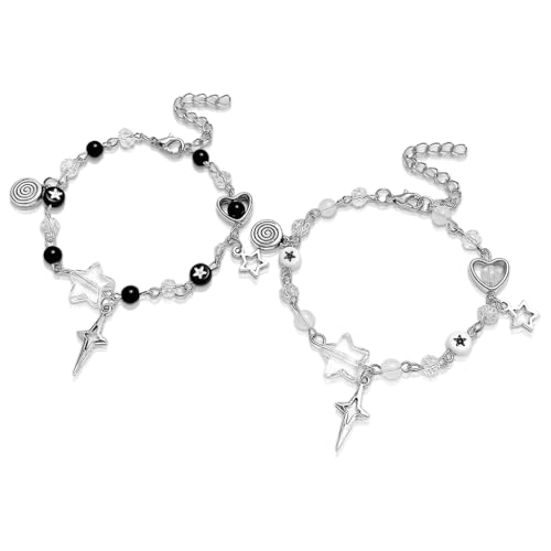 Image of SANNIDHI 2 Pcs Friendship Bracelet for Girls and Women Butterfly Best Friend Bracelet For Couples Adjustable Matching Bracelets BFF Beads Bracelets Jewellery Birthday Rakhi Gift For Sister, Kids