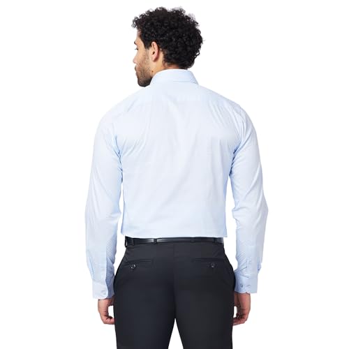 Image of Raymond Men's Slim Fit Pure Cotton Structure Pattern Semi Cutaway Collar Full Sleeve Formal Shirt