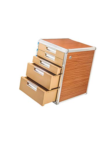 Preisvergleich Produktbild Ablagesysteme 5th Floor Aluminiumlegierung + Holzplatte Schubladenschrank Bürobedarf Sortierschrank Schrankaufbewahrung (Holzmaserung, Silber) Bürobedarf Schreibwaren (Color : A)