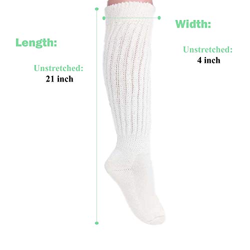 Aws/American Made Women's Extra Long Heavy Slouch Cotton Socks Size 9 To 11 (1 Pair - White) #TOP5