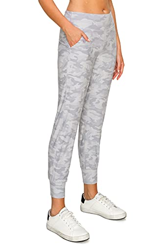 Leggings Depot ActiveFlex Jogger Yoga Pants with Pockets (Full Length, White Camouflage, 2X)