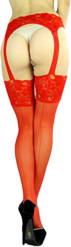 Image of ToBeInStyle Women's Attached Garter Belt Suspender Nylon Stocking Pantyhose