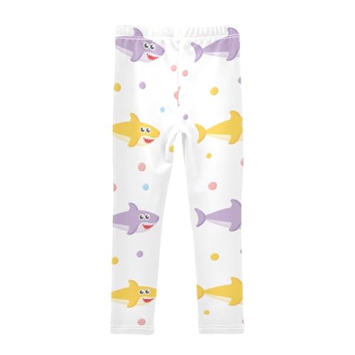 Colorful Shark Girls Leggings,Workout Leggings for Girls Toddler Athletic Legging Size for 3-10T2