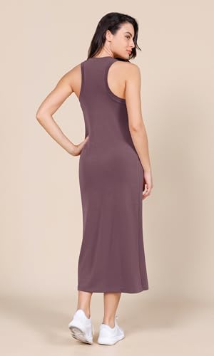 Image of ODODOS Modal Soft Front Split Midi Dress for Women, V Neck Sleeveless Casual Summer Tank Dress