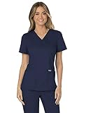 Workwear Revolution Women Scrubs Top Mock Wrap WW610, L, Navy