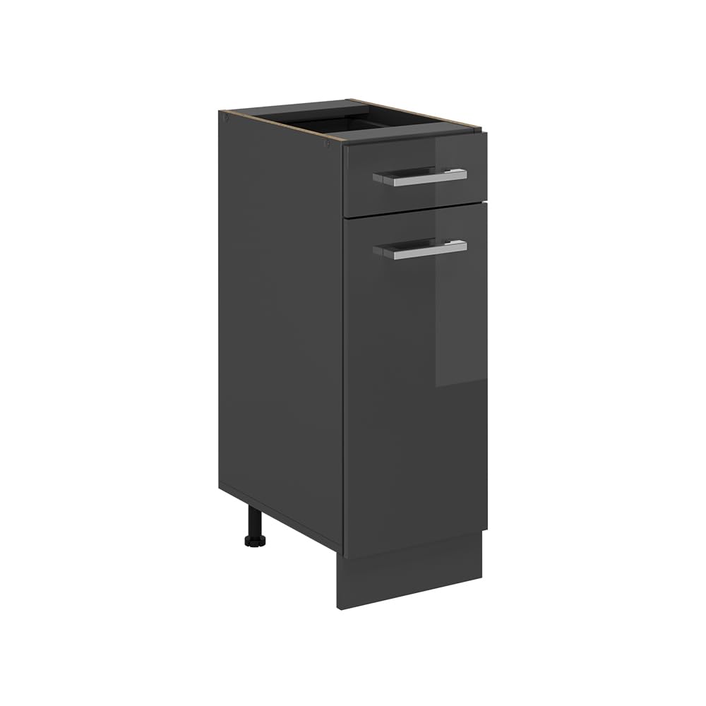 Vicco Mobiletto base per cucina R-Line, Antracite lucido, 30 cm senza piano di lavoro, per la libera combinazione all'interno di sistemi cucina modulari