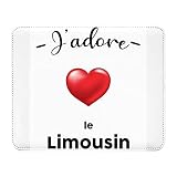 Tapis de Souris Simili Cuir J'adore Le Limousin Region de France Limoges (22 x 18 cm)