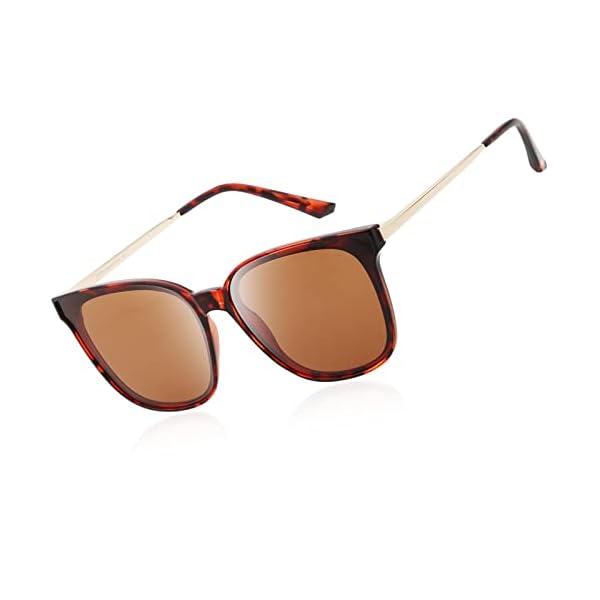 DUCO Retro Round Sunglasses for Women Vintage Polarized Mirrored Sun Glasses Lightweight Metal Frame UV400 Protection W016, 06-tortoise Brown, common