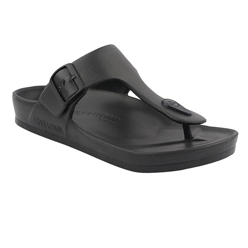 Image of Men's Lightweight Comfort Slides Single Buckle Slip-on Adjustable EVA Orthopedic Flat Slippers.