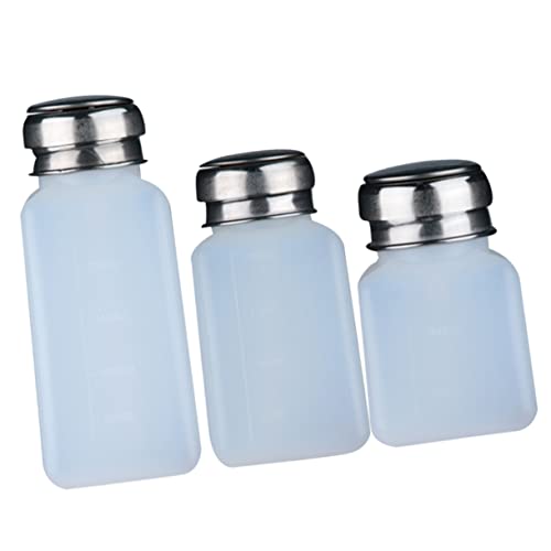 Healeved 3pcs Nail Bottles Pumping Bottle Push Down Liquid Dispenser Travel Containers for Liquids Nail Polish Pump Dispenser Portable Liquid Dispenser Refillable Travel Containers White