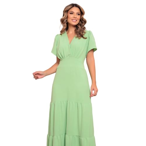 Vestido Longo Três Marias Festa Casamento Linha Luxo (BR, Alfa, GG, Regular, Regular, VERDE MENTA)