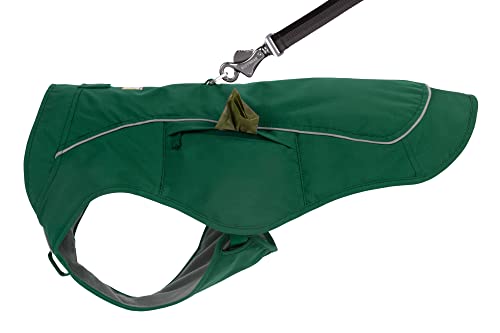 RUFFWEAR Overcoat Fuse 2-in-1-Kombination aus Hundemantel und -Geschirr, mit Fleece Gefütterte Hundejacke, Evergreen M