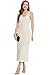 OVRUNS Women Sequin Dress Sleeveless V Neck A Line V Back with Liner Sparkly Evening Party Glitter Cocktail Formal Midi Dress - White S