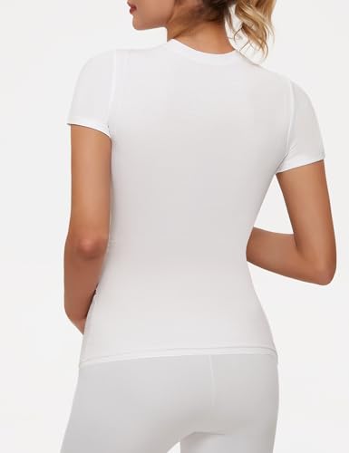 Peauty White Maternity Ribbed T-Shirts Loungewear Casual Work Short Sleeves Petite Basic Spring Summer thumb #4