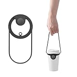 BONE Cup Tie 2, Portable Coffee Cup Carrier with Handle Strap, Silicone Boba Tea Cup Holder with Straw Ring & Foldable Strap Design, Reusable Drink Carrier for Traveling and Take Out (Black)