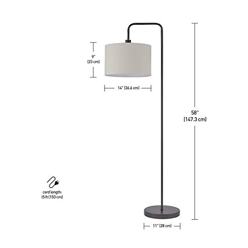 Globe Electric 67395 Barden 58" Floor Lamp, Dark Bronze, Beige Fabric Shade, On/Off Socket Rotary Switch #TOP2