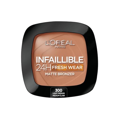 L'Oréal Paris, Polvos Compactos Mate, Efecto Bronceado Facial de Larga Duración, Infallible 24H Fresh Wear, Tono: 300, 9 g