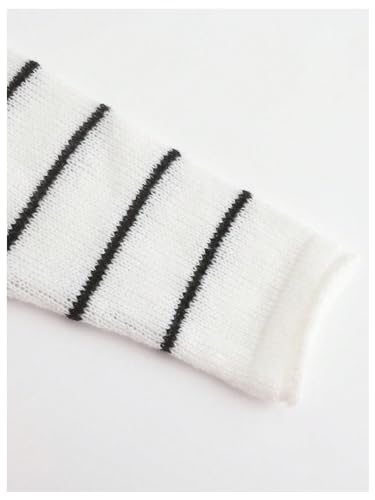 Image of SweatyRocks Women's Striped Crew Neck Pullover Long Sleeve Drop Shoulder Loose Knit Tops