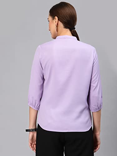 Image of Style Quotient Women Solid Lilac Polyester Formal Shirt