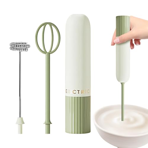 Espumador de leche - Batidor de espuma, Agitador automático ďe leche en polvo/café, Espumador eléctrico con pilas, đe espuma verde para bebidas d́e huevo, crema d̄e cacao para hornear, hogar, c