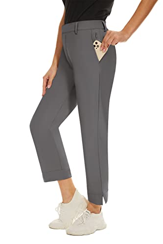 Evioset Women's Golf Pants Quick Dry Hiking Pants Lightweight Stretch Slim Water Resistant Work Pants With Zipper Pocket Steel Grey M #TOP9