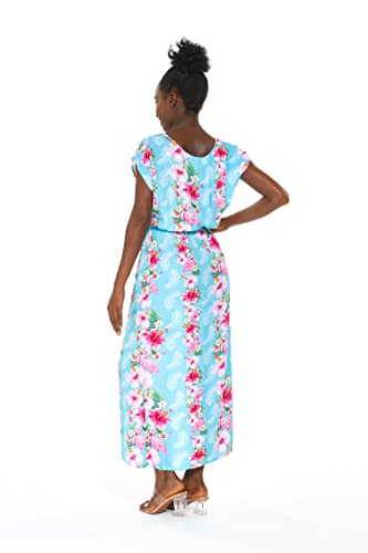 Image of Hawaii Hangover Family Matching Clothes, Pink Hibiscus Vine Turquoise | Family matching Hawaiian outfits, Pink Hibiscus Vine Turquoise, lightweight rayon, machine washable, tropical floral print