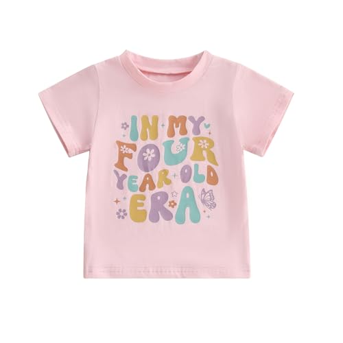 Toddler Girls Birthday Outfit in My One Two Three Four Five Six Year Old Era Shirt Short Sleeve Tops Summer Clothes