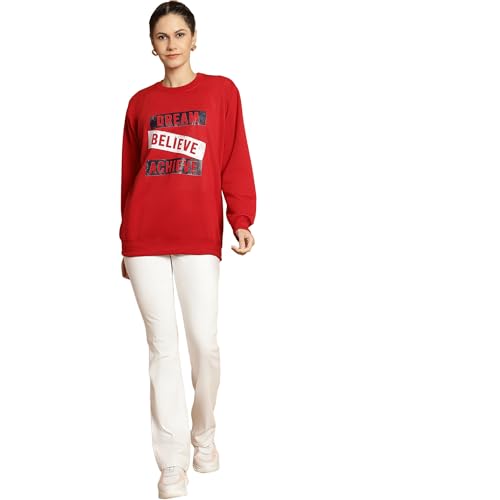 Image of Mack Jonney Printed Round Neck Cotton Fleece Sweatshirt for Women-MACK32471
