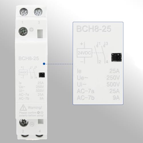 25A 24V DC Voltage Contactor, BCH8-25 2NO DC Modular Contactor Switch DIN Rail Mount for Intelligent Control System by Hapivida - Image 8
