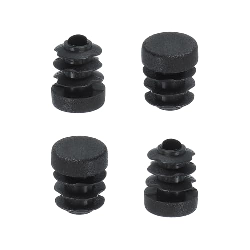 Image of PATIKIL 1 /2 Inch Plastic Tubing End Caps, 4 Pcs Round Hole Plug Insert for Round Iron Pipe Chair Leg Table Bookshelves Patio Furniture, Black