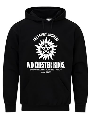 Snapit Mens Hoodie The Family Business Winchester Bros Since 1983 Unisex Hoodie | Winchester BROS. Horror Fiction TV Show Inspired Premium Quality Printed Hoodies for UK Men/Women Black