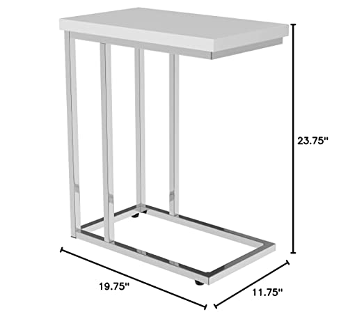 Lavish Home Sofa Side C-Shaped End Table – Modern Contemporary Laptop Tray Or Compact Bedside Nightstand – Space Saving Furniture, 19.75 X 11.75 X 23.75 In, White #TOP2