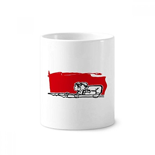 Mug drapeau rouge illustration stylo pour organiser votre bureau avec style
